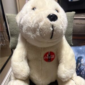 Coca-Cola Cream and Black Polar Bear Plush